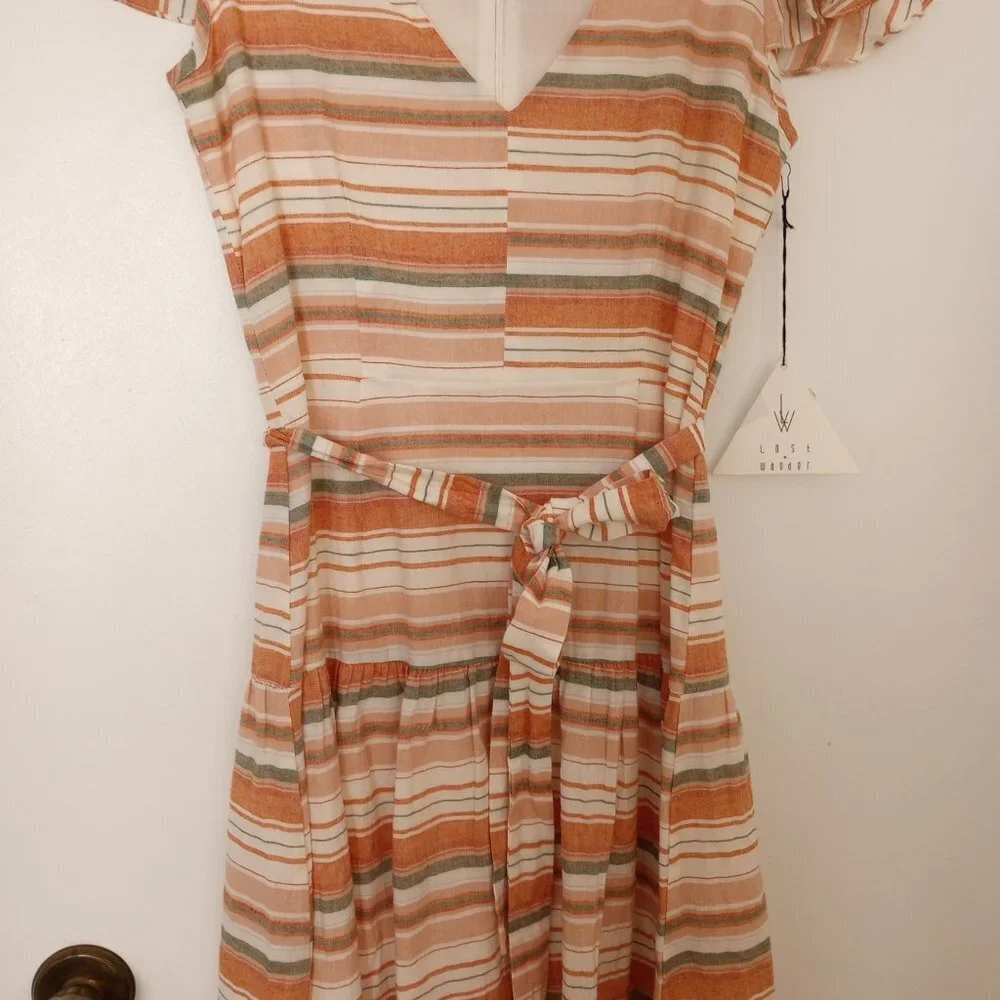 Lost + Wander City to Country Orange Stripe Midi Dress